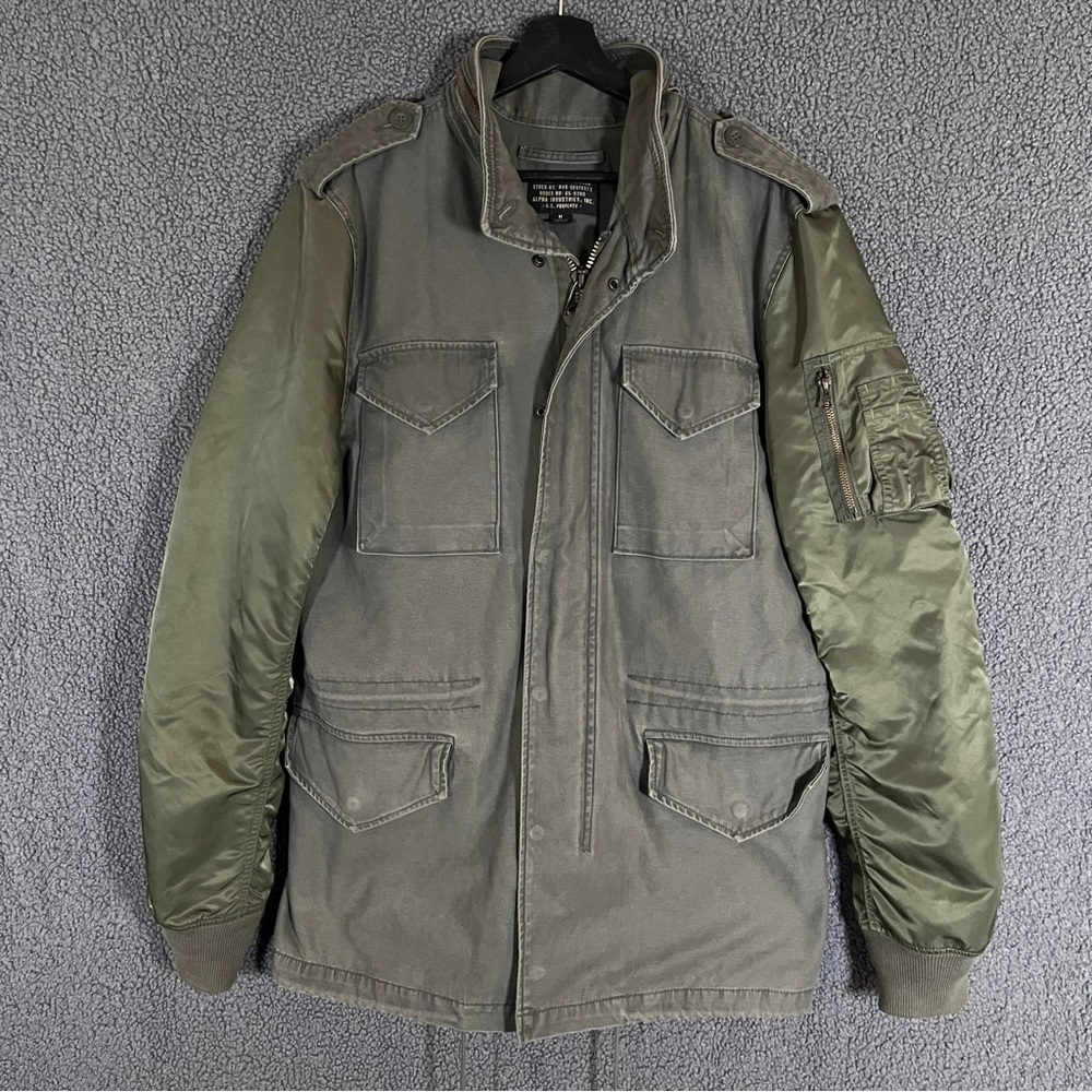 Alpha Industries Field Military Hooded Full Zip Jacket - Men's Size M - Green